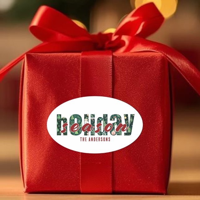 Pegatina de tipografía de temporada de vacaciones  (Custom Holiday Season Typography Sticker)