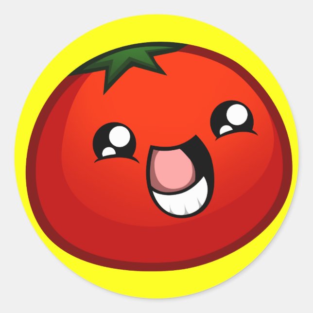 Pegatina de tomate feliz (Anverso)