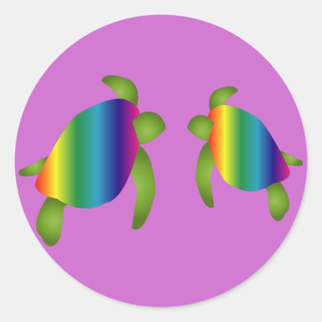 Pegatina de tortugas arcoiris (Anverso)