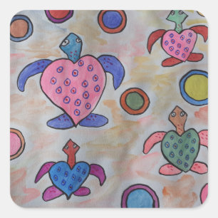 Pegatina de tortugas y círculos