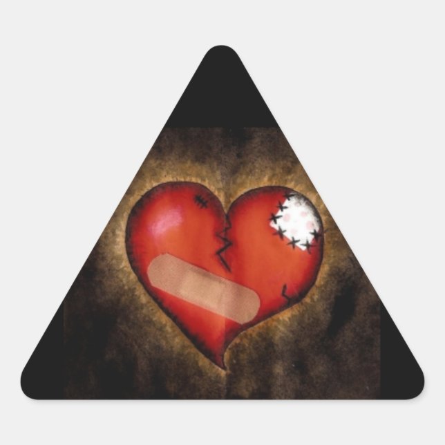 Pegatina de triángulo cardíaco/mendicidad rota (Anverso)