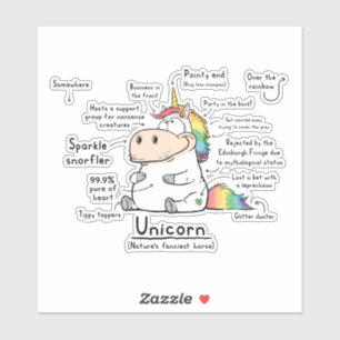 Pegatina de Unicorn Wordy Art Vinyl
