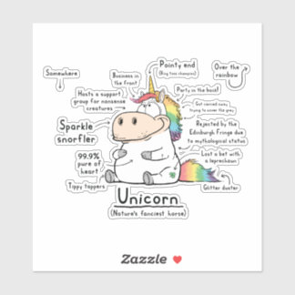Pegatina de Unicorn Wordy Art Vinyl