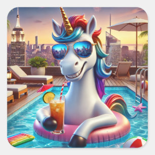 Pegatina de unicornio arcoiris