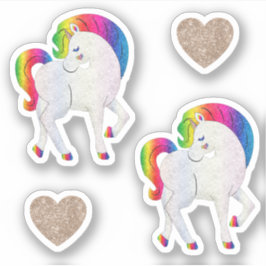 Pegatina de unicornio arcoíris divertida y linda p
