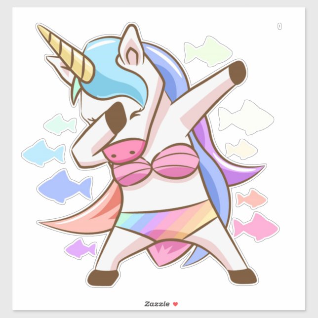 Pegatina de Unicornio haciendo Dab (Hoja)