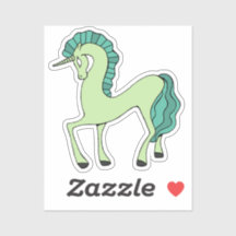 Pegatina de unicornio verde
