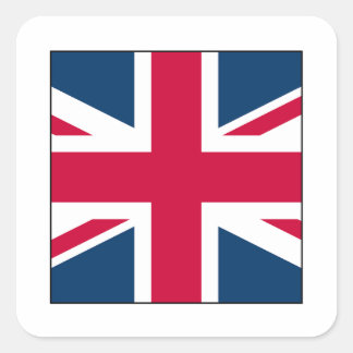 Pegatina de Union Jack Square con borde transparen