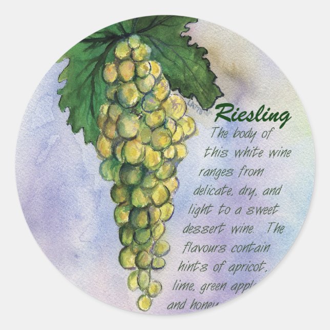 Pegatina de uvas vitivinícolas Riesling (Anverso)