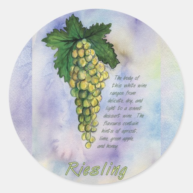 Pegatina de uvas vitivinícolas Riesling (Anverso)