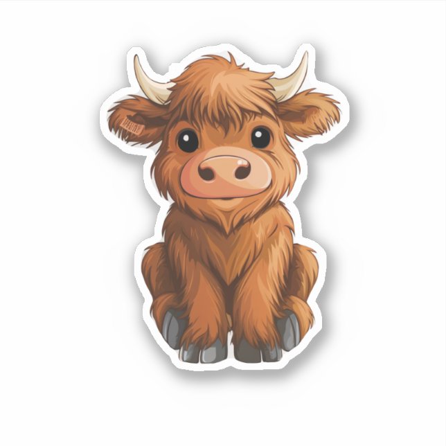 Pegatina de vaca de Highland (Anverso)
