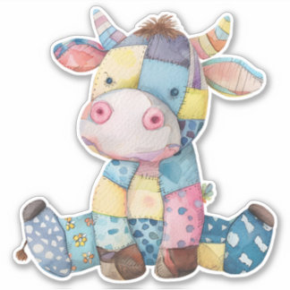 Pegatina de vaca de trabajo en mosaico