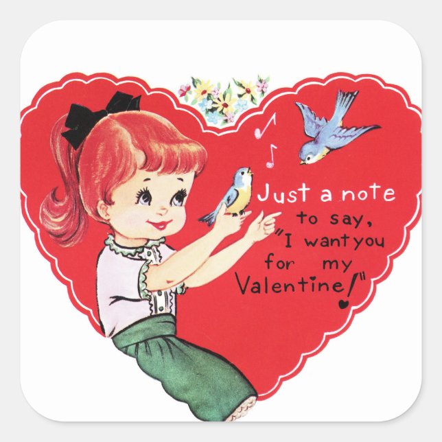 Pegatina de vacaciones de chica de San Valentín co (Anverso)