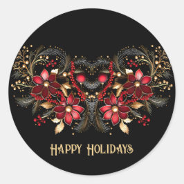 Pegatina de vacaciones de flores rojas decorativas