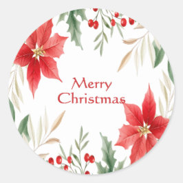 Pegatina de vacaciones de los Navidades de Poinset