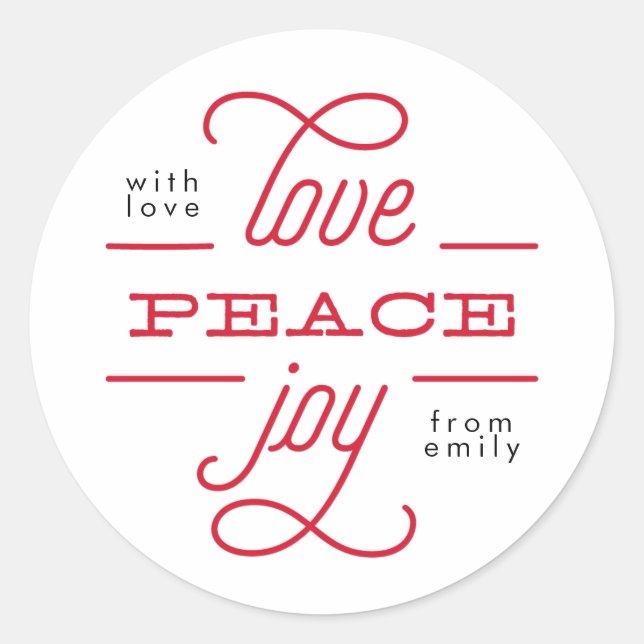 pegatina de vacaciones de LOVE PEACE editable (Anverso)