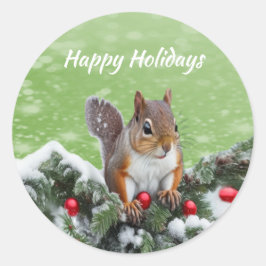 Pegatina de vacaciones de Navidades de ardilla