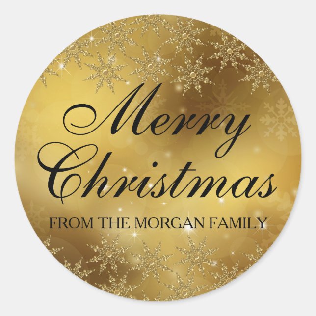 Pegatina de vacaciones de Navidades de copo de nie (Anverso)