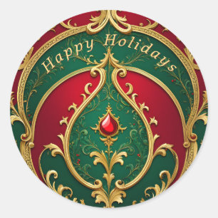 Pegatina de vacaciones de Navidades de oro verde r