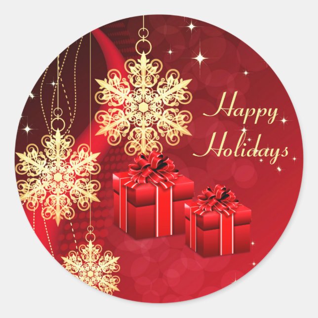 Pegatina de vacaciones de Navidades rojos (Anverso)