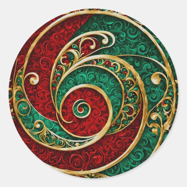 Pegatina de vacaciones de Navidades verdes de oro  (Anverso)