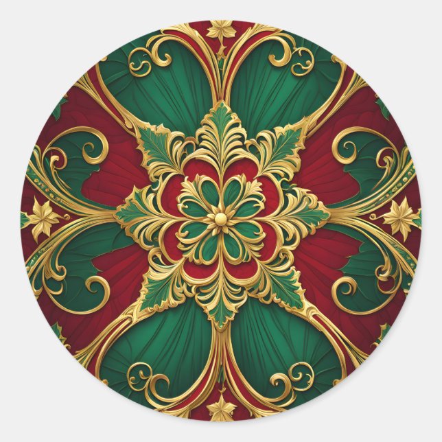 Pegatina de vacaciones de Navidades verdes rojos (Anverso)