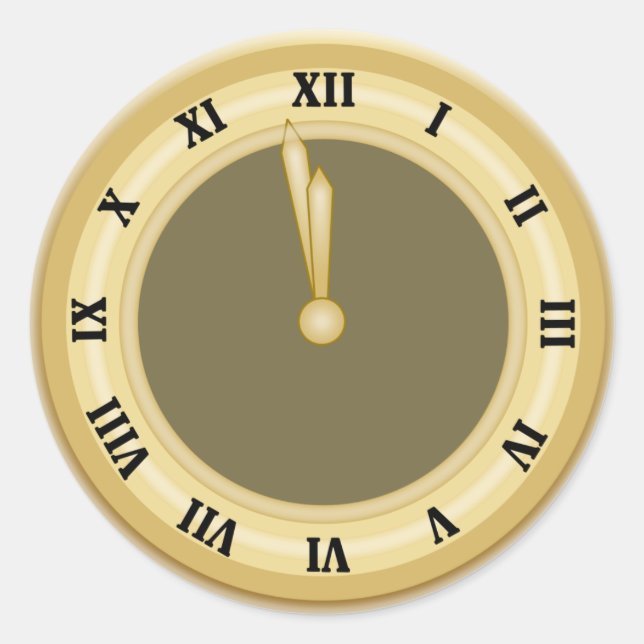 Pegatina de vacaciones de reloj de Año Nuevo (Anverso)