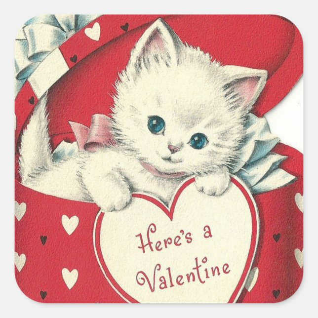 Pegatina de vacaciones del gato de San Valentín re (Anverso)