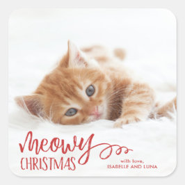 Pegatina de vacaciones del Mascota de Meowy Navida