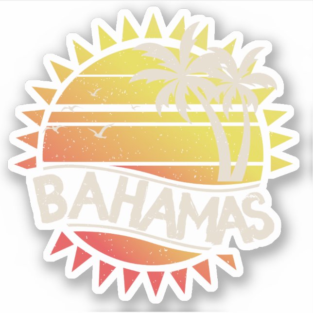 Pegatina de vacaciones Retro Bahamas (Anverso)