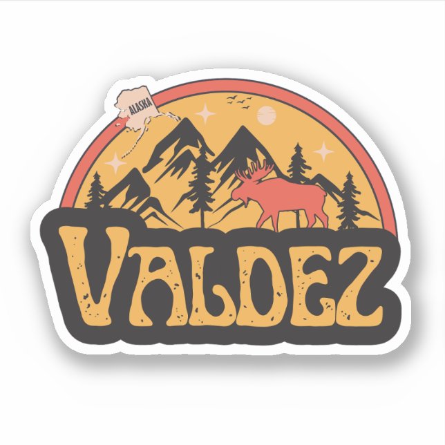 Pegatina de Valdez, Alaska (Anverso)