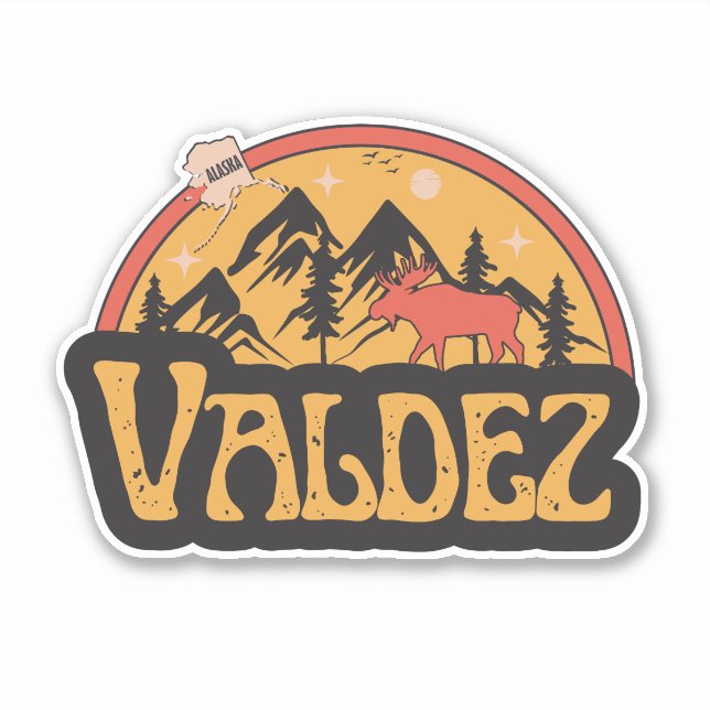 Pegatina de Valdez, Alaska (Anverso)