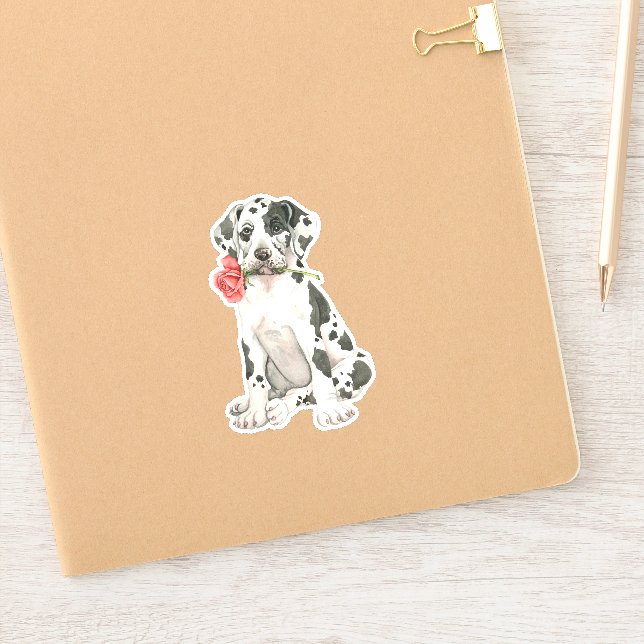 Pegatina de Valentine Rosa Great Dane Vinyl (Cuaderno)