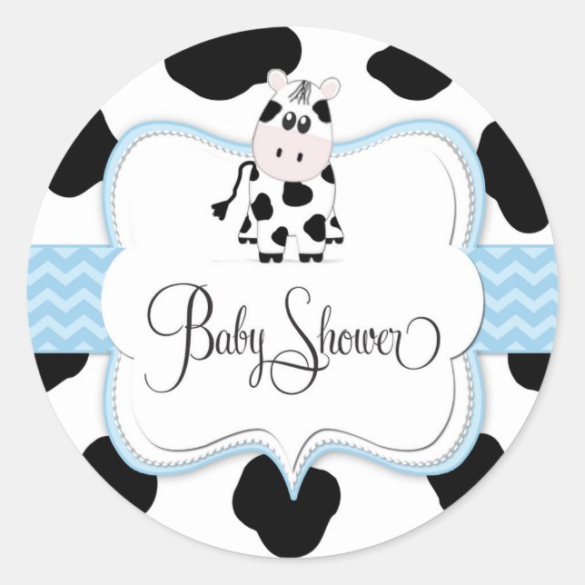 Pegatina de Vaquero Vaca en Azul (Anverso)