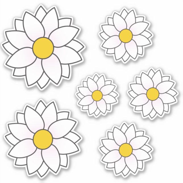 Pegatina de varios tamaños de margarita ilustrada (Anverso)