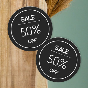 Pegatina de venta de promoción de tienda negra mín