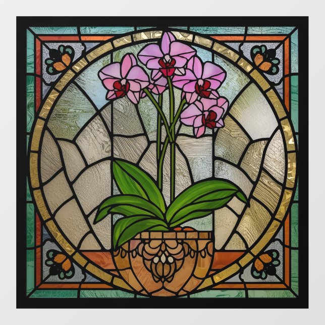 Pegatina de ventana con estilo de vidrio emplomado (Hoja)