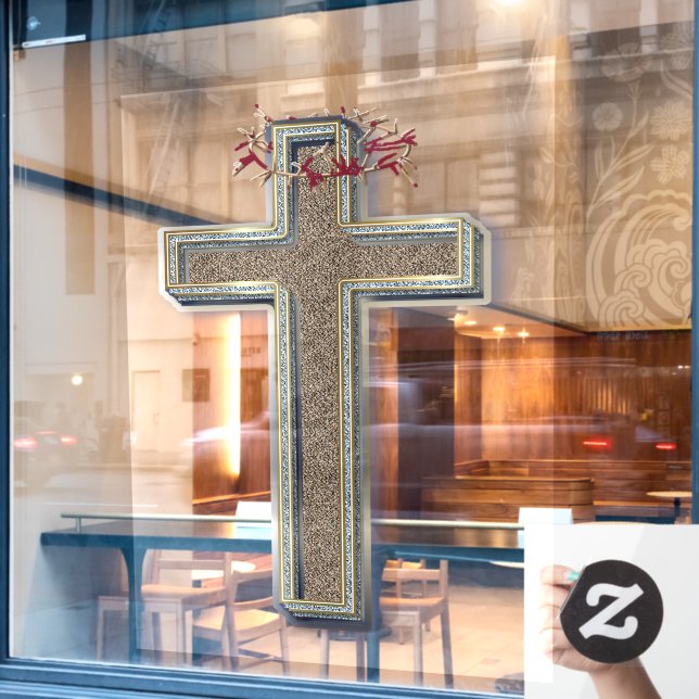 Pegatina de ventana cruzada de negocios transparen (Ventana de cafetería)