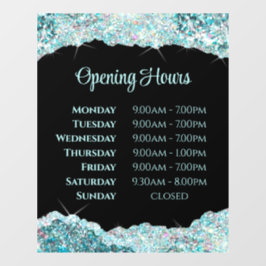 Pegatina de ventana de horario de apertura con bri