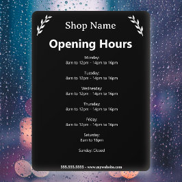 Pegatina de ventana de horario de apertura de nego
