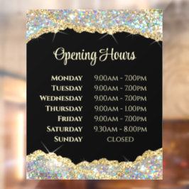 Pegatina de ventana de horario de apertura de purp