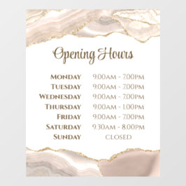 Pegatina de ventana de horarios de apertura de ága
