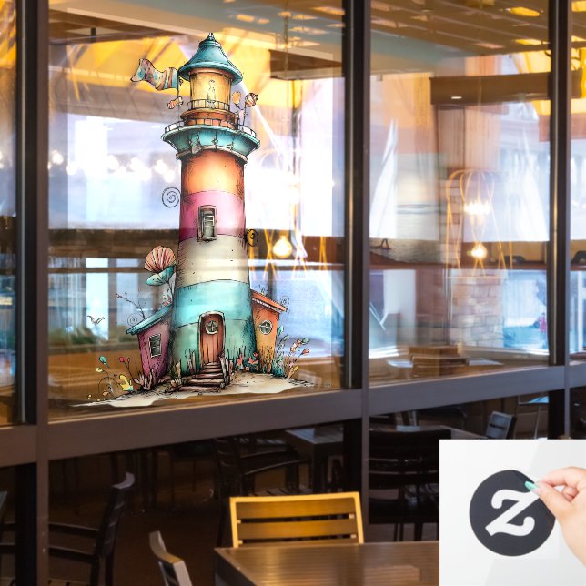 Pegatina de ventana de playa de verano (ventana del restaurante)
