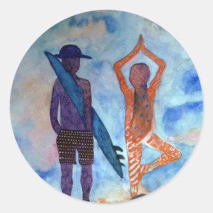 Pegatina de verano de Surf Yoga