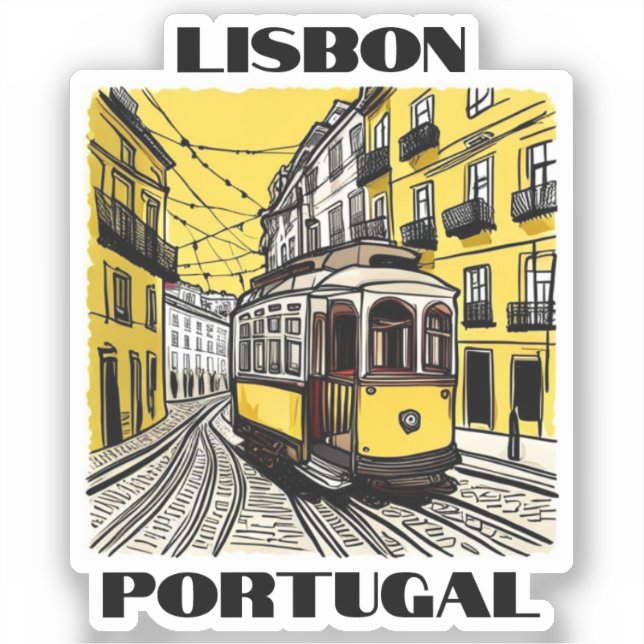 Pegatina de Viajes de Lisboa Portugal (Anverso)