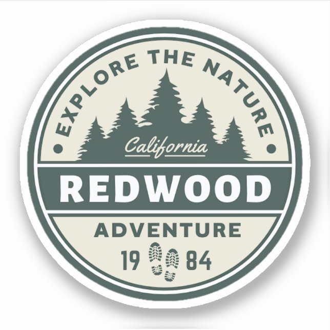 Pegatina de viajes del Parque Nacional Redwood (Anverso)