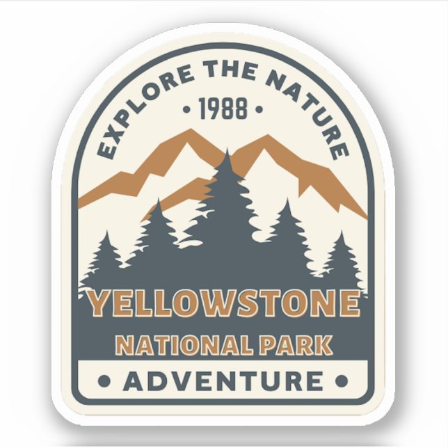 Pegatina de Viajes del Parque Nacional Yellowstone (Anverso)