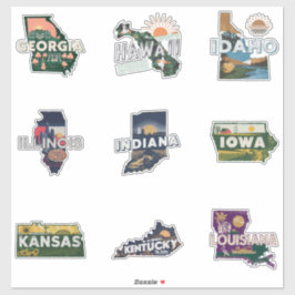 Pegatina De Viajes Retro De Cincuenta Estados Part