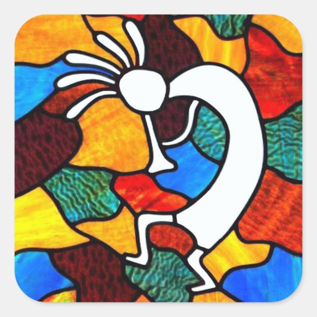 Pegatina de vidrio contenido de Kokopelli (Anverso)