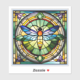 Pegatina de vidrio manchado de libélula